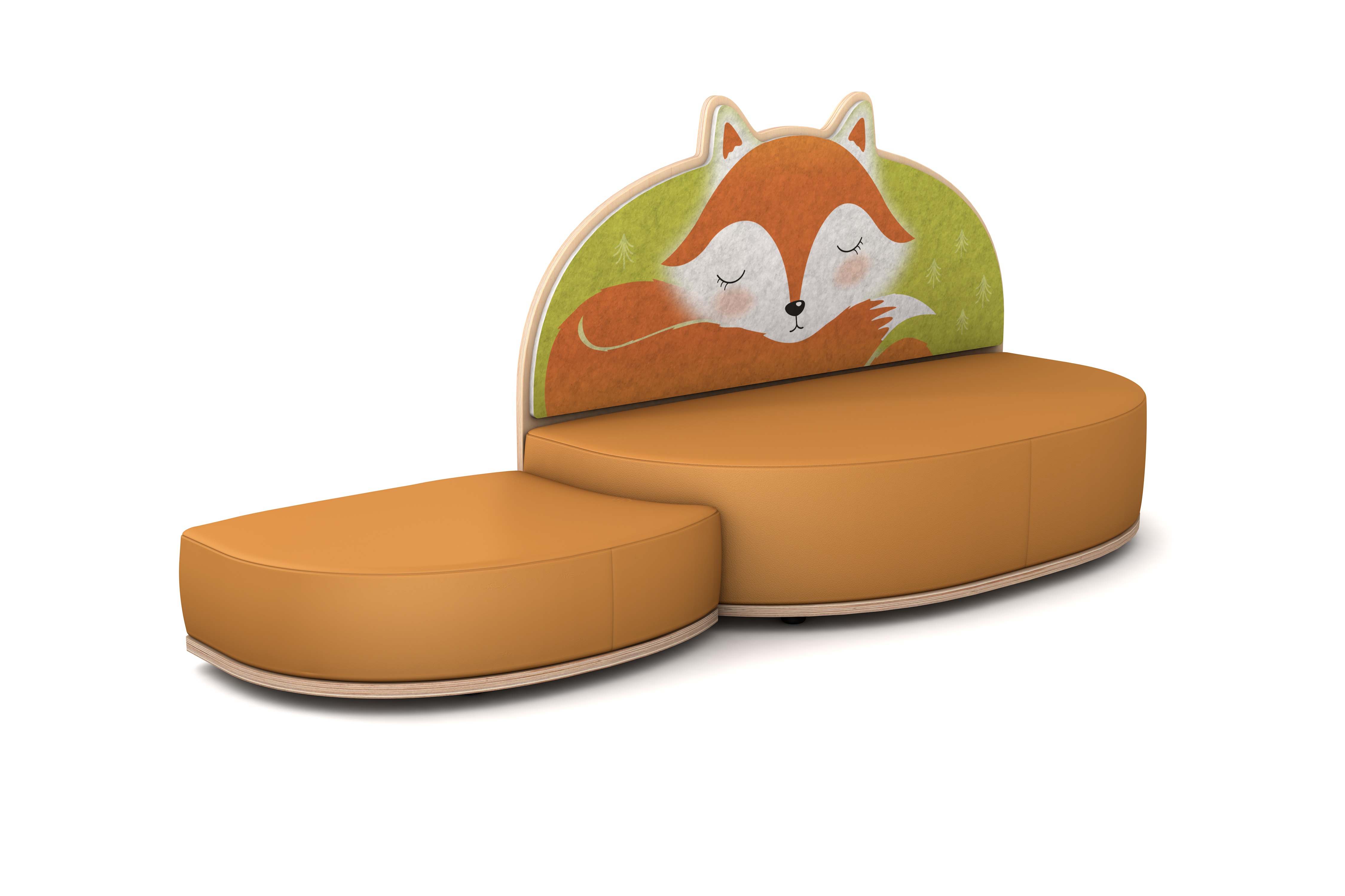 FantasiaAakustikaA Fuchs Sofa mit Anstellhocker links