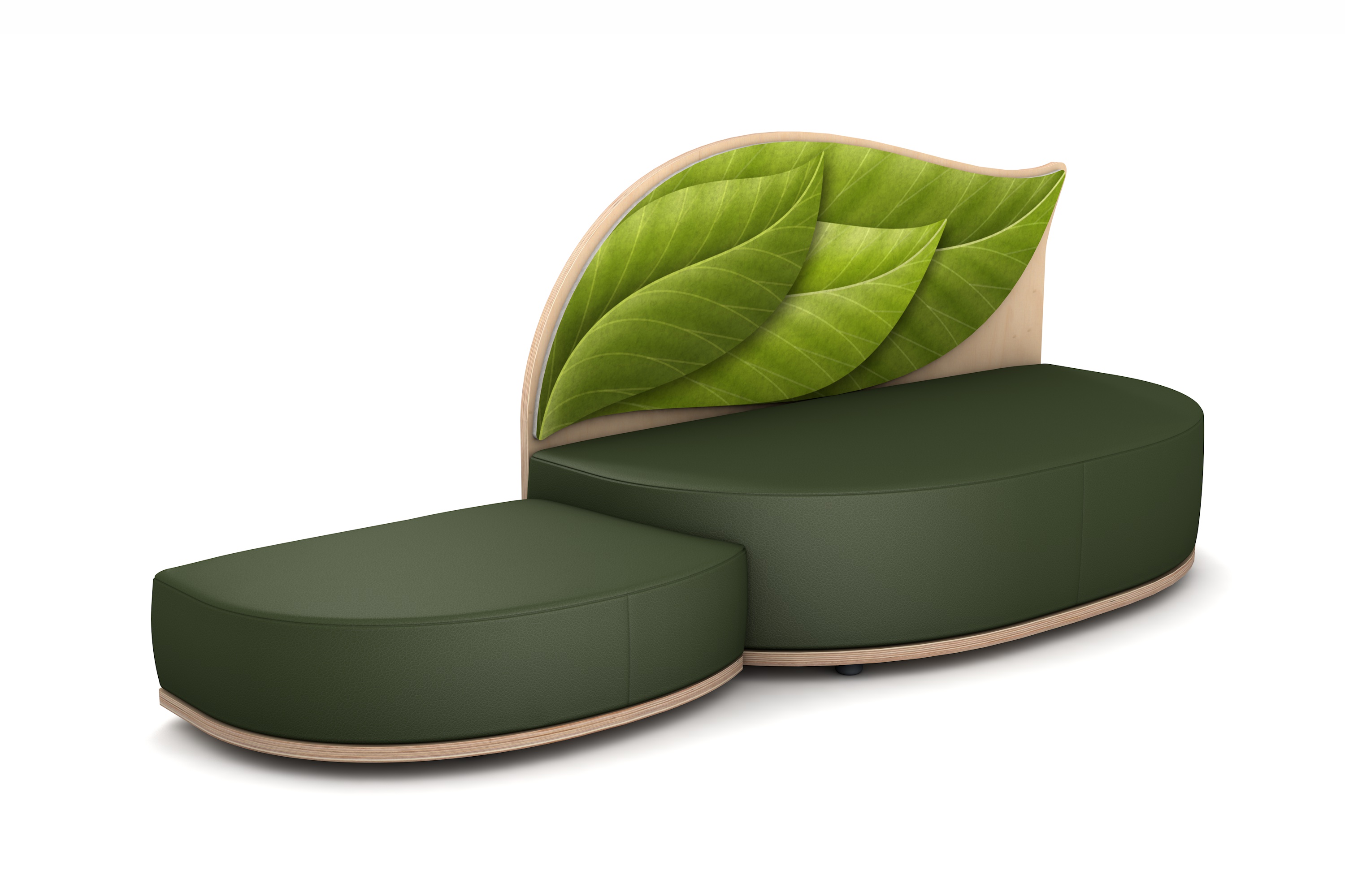 FantasiaAakustikaA Blätter Sofa mit Anstellhocker links