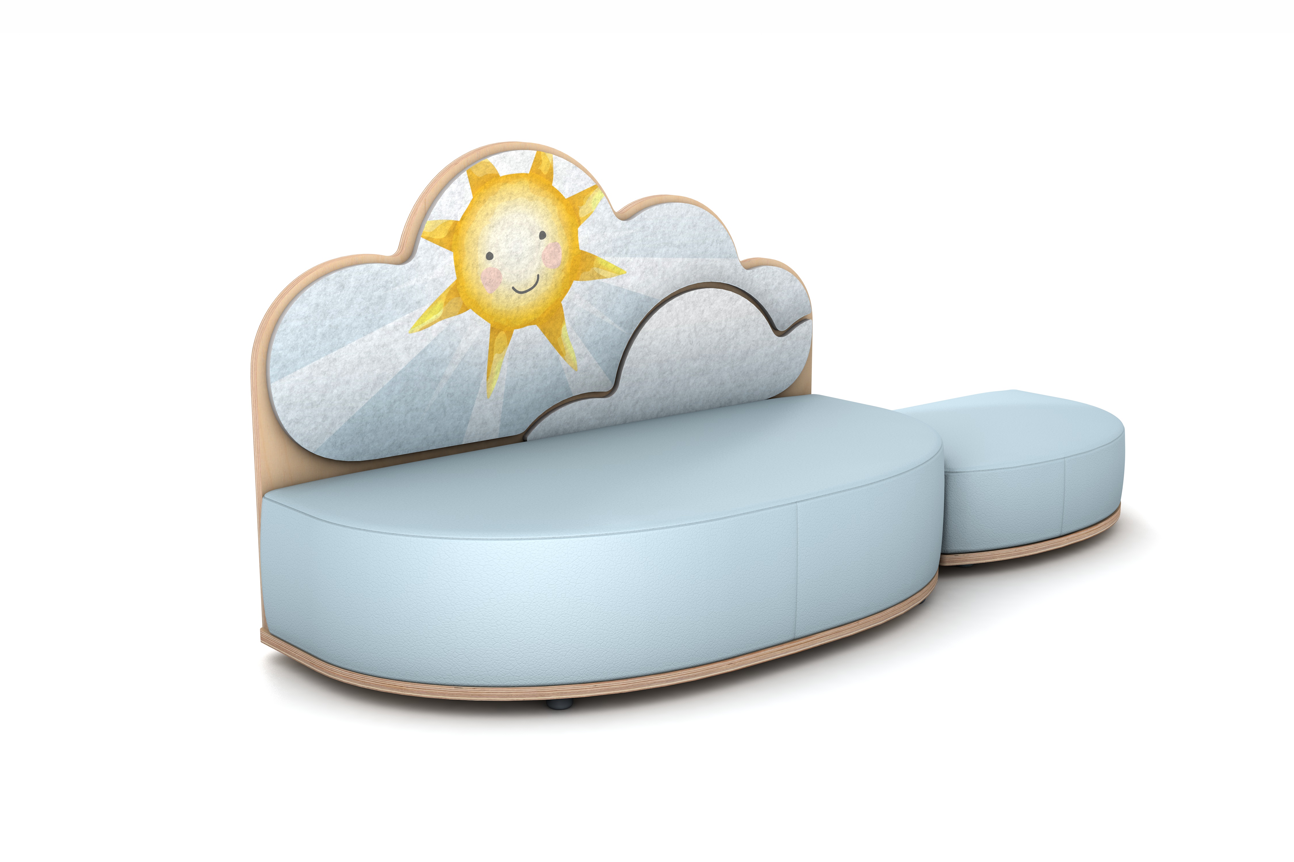 FantasiaAakustikaA Wolke Sonne Sofa mit Anstellhocker rechts